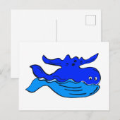 Blauwe vinvis Cartoon Briefkaart (Voorkant / Achterkant)