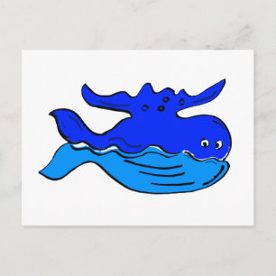 Blauwe vinvis Cartoon Briefkaart