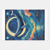 Blauwe vinvis in een blauwe Van gogh wereld Inpakpapier Vel (Voorkant 3)