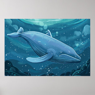 Blauwe vinvis Klein Poster