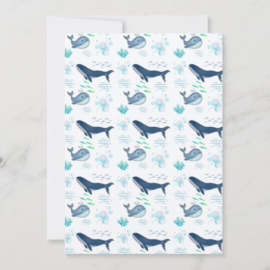 Blauwe vinvis Naadloos patroon – zeedieren Kaart (Voorkant)