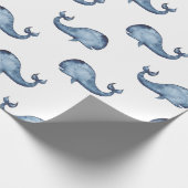 Blauwe vinvis. Nautisch marine patroon. Zee Cadeaupapier (Hoek)