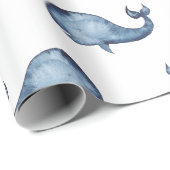 Blauwe vinvis. Nautisch marine patroon. Zee Cadeaupapier (Rol Hoek)