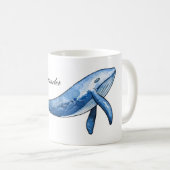 Blauwe vinvis. Nautische vis cup. Zee cadeau. ocea Koffiemok (Voorkant rechts)