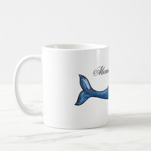 Blauwe vinvis. Nautische vis cup. Zee cadeau. ocea Koffiemok (Links)