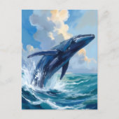 Blauwe Vinvis Oceaan Dier Briefkaart (Voorkant)