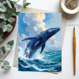 Blauwe Vinvis Oceaan Dier Briefkaart