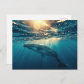 Blauwe vinvis onder water briefkaart (Voorkant / Achterkant)