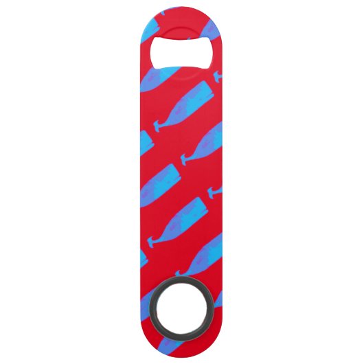 blauwe vinvis op elke kleur speed flessenopener (Achterkant)