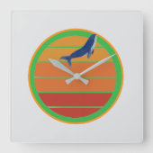 Blauwe vinvis, retro vierkante klok (Voorkant)