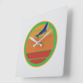 Blauwe vinvis, retro vierkante klok (Hoek)