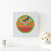 Blauwe vinvis, retro vierkante klok (Huis)