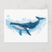 Blauwe vinvis zoogdier zwemmen briefkaart (Voorkant)