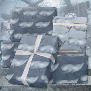 Blauwe vinvissen onder de Deep Blue Ocean Waterver Cadeaupapier