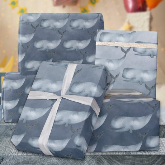 Blauwe vinvissen onder de Deep Blue Ocean Waterver Cadeaupapier