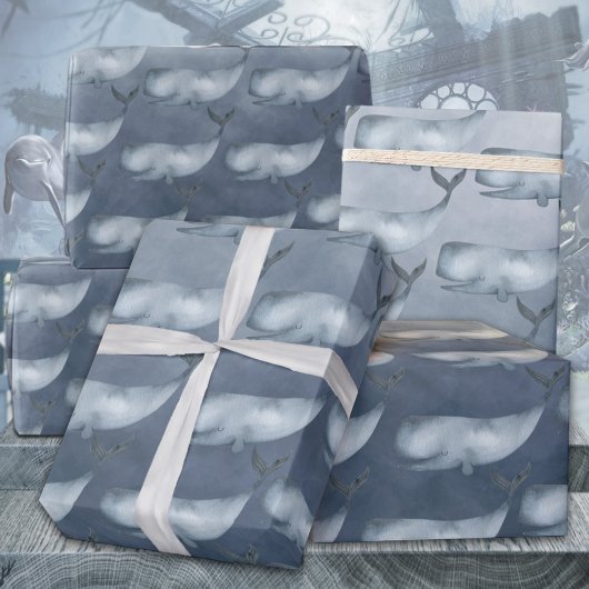 Blauwe vinvissen onder de Deep Blue Ocean Waterver Cadeaupapier