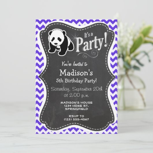 Blauwe Violet Chevron; Panda Kaart (Staand voorkant)