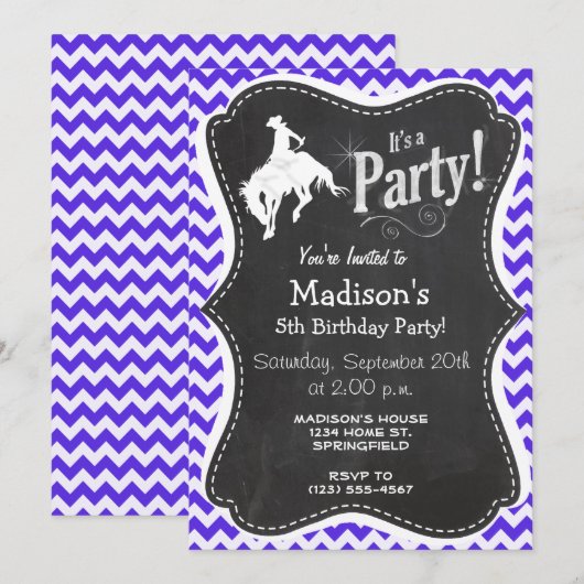 Blauwe Violet Chevron; Rodeo Kaart (Voorkant / Achterkant)