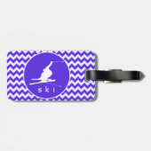 Blauwe Violet Chevron; Sneeuwski Bagagelabel (Achterkant horizontaal)
