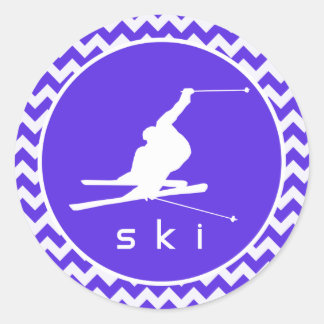 Blauwe Violet Chevron; Sneeuwski Ronde Sticker