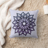 Blauwe Violet Floral Kunst met blauw Mandala Kussen (Deken)