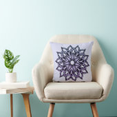 Blauwe Violet Floral Kunst met blauw Mandala Kussen (Stoel)