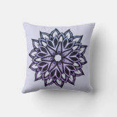 Blauwe Violet Floral Kunst met blauw Mandala Kussen (Achterkant)