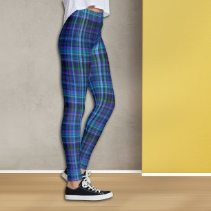 Blauwe Violet Green Black Tartan Pset Leggings