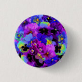 Blauwe Violet Paars Pansy Spring Flower Ronde Button 3,2 Cm (Voorkant)