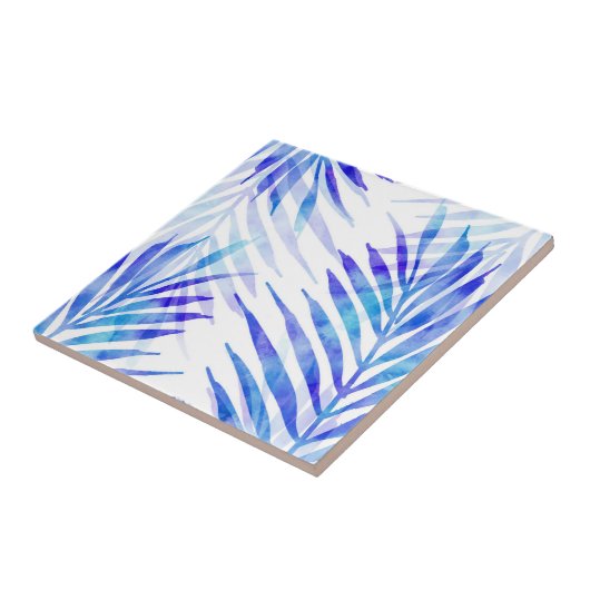 Blauwe Violet Palm Fronds Tegeltje (Zijkant)