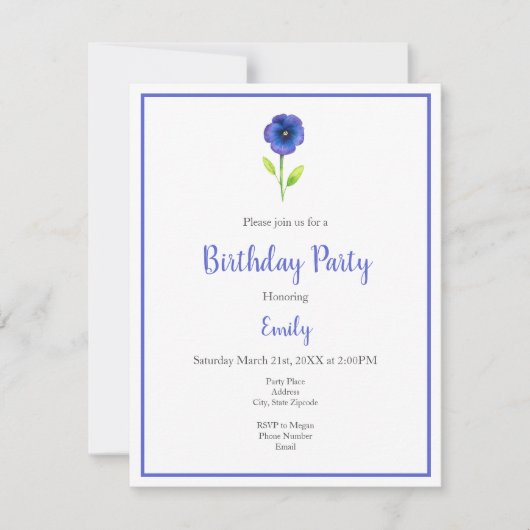 Blauwe Violet Pansies Kaart (Voorkant)