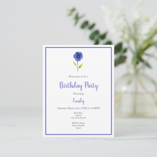 Blauwe Violet Pansies Kaart (Staand voorkant)