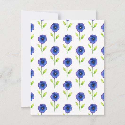 Blauwe Violet Pansies Kaart (Achterkant)