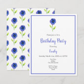 Blauwe Violet Pansies Kaart (Voorkant / Achterkant)