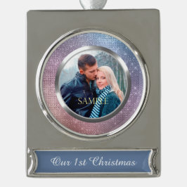 Blauwe Violet Starry licht eerste kerst Verzilverd Banner Ornament