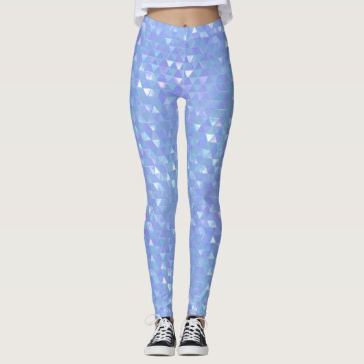 Blauwe Violet Trendy Triangles Leggings (Voorkant)