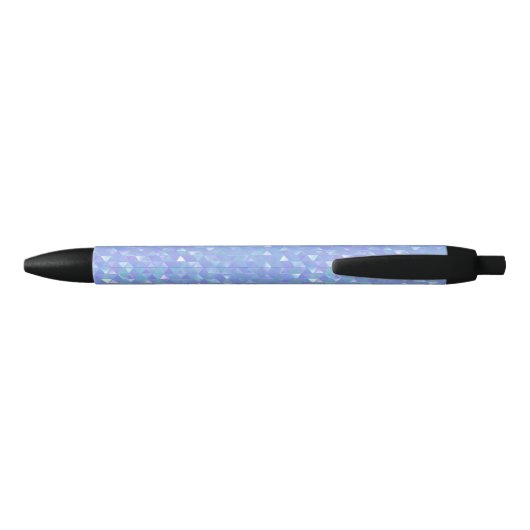 Blauwe Violet Trendy Triangles Zwarte Inkt Pen (Achterkant)