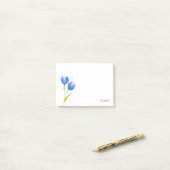 Blauwe Violet Tulips Post-it Notes (Op bureau)