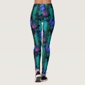 Blauwe violetgothische Rozen Verticale lijnen Gard Leggings (Achterkant)