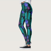 Blauwe violetgothische Rozen Verticale lijnen Gard Leggings (Links)