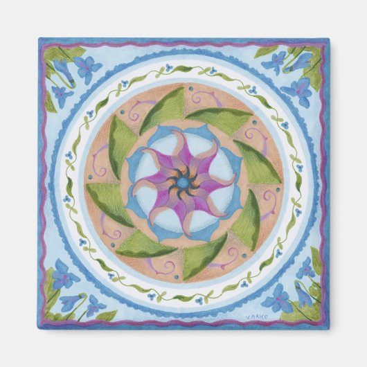 Blauwe violetkoelkast Magnet (Voorkant)