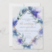 Blauwe violette bloemenuitnodiging kaart (Voorkant)