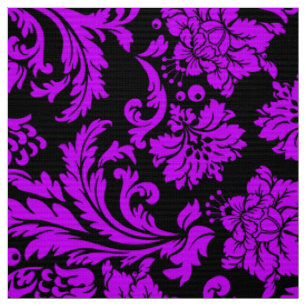 Blauwe violette en zwarte bloemendamast stof