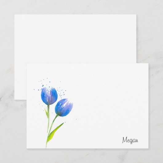 Blauwe violettulpen notitiekaartje (Voorkant / Achterkant)