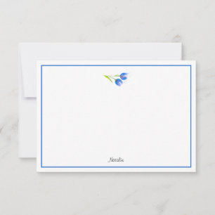 Blauwe violettulpen notitiekaartje