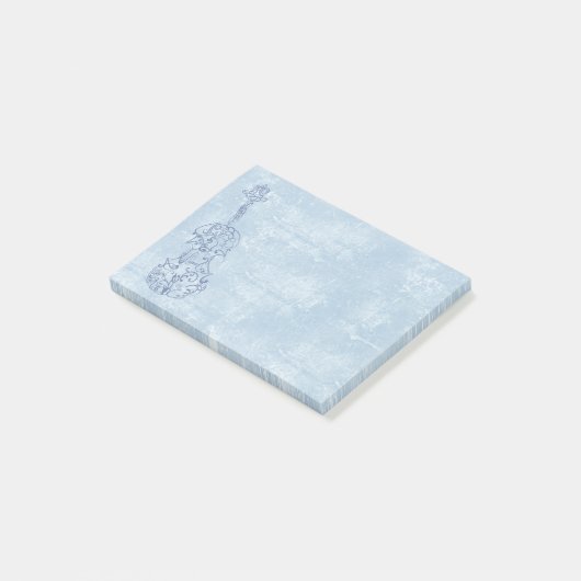 Blauwe Violin Line Tekening op getextureerd effect Post-it® Notes (Schuin)