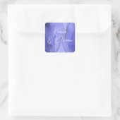 Blauwe vioollavendel vierkante sticker (Tas)