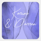 Blauwe vioollavendel vierkante sticker (Voorkant)