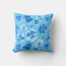 Blauwe viooltje bloem waterverf modern kunst kusse buitenkussen