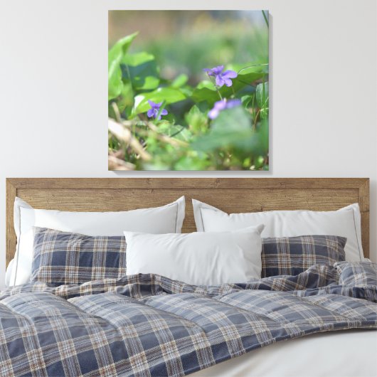 Blauwe Viooltjes Bloem Bloemisterij Botanische Fot Canvas Afdruk (Insitu (Slaapkamer))